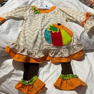 Emily Rose 4 pumpkin fall ruffled outfit worn once